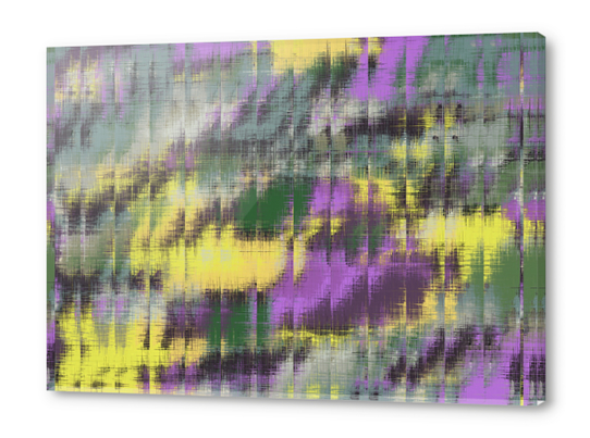 psychedelic geometric abstract pattern in green yellow purple Acrylic prints by Timmy333