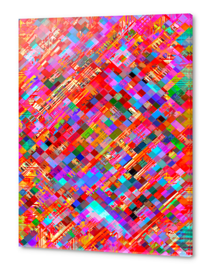 geometric square pixel pattern abstract background in pink blue purple Acrylic prints by Timmy333