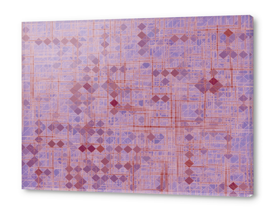 geometric square pixel pattern abstract in pink and purple Acrylic prints by Timmy333