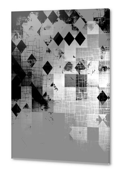 graphic design pixel geometric square pattern abstract background in black and white Acrylic prints by Timmy333