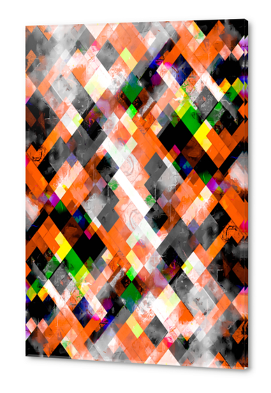 geometric pixel square pattern abstract in orange yellow green Acrylic prints by Timmy333