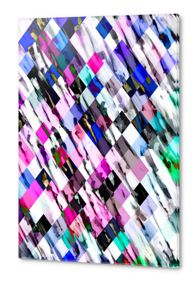 geometric pixel square pattern abstract in purple blue pink Acrylic prints by Timmy333