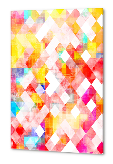 geometric pixel square pattern abstract background in red pink yellow blue Acrylic prints by Timmy333