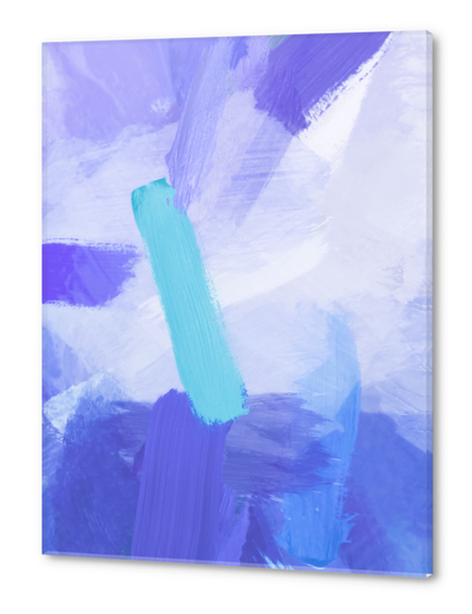 brush painting texture abstract background in blue Acrylic prints by Timmy333