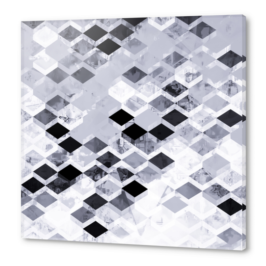 geometric square pattern abstract background in black and white Acrylic prints by Timmy333