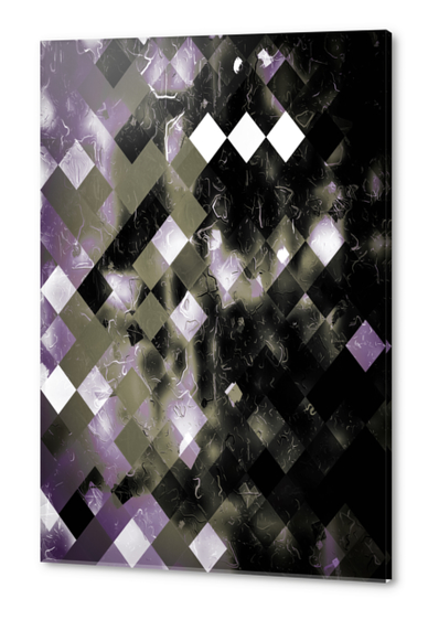 geometric pixel square pattern abstract background in purple black and white Acrylic prints by Timmy333