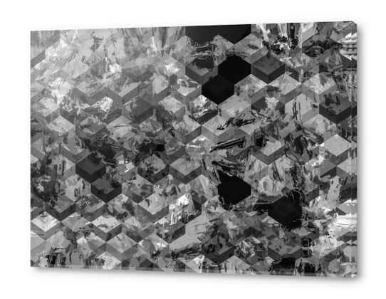 geometric square pattern abstract background in black and white Acrylic prints by Timmy333