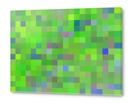 geometric square pixel pattern abstract background in green blue pink Acrylic prints by Timmy333