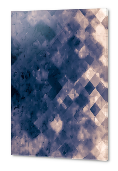 geometric square pixel pattern abstract background in black white and blue Acrylic prints by Timmy333