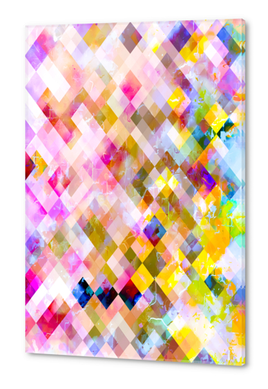 geometric pixel square pattern abstract in pink purple yellow green Acrylic prints by Timmy333