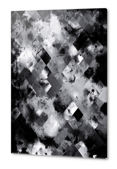 graphic design pixel geometric square pattern abstract background in black and white Acrylic prints by Timmy333