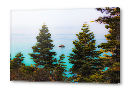 boat on the lake at Emerald bay Lake Tahoe California USA Acrylic prints by Timmy333