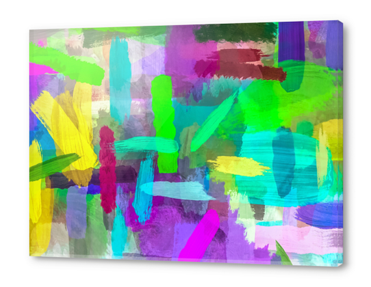 splash brush painting texture abstract background in green blue pink purple Acrylic prints by Timmy333