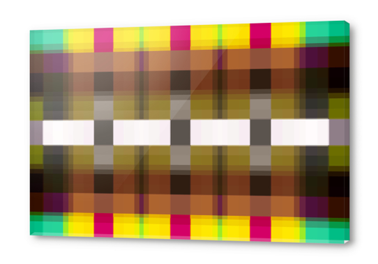 geometric symmetry pixel square pattern abstract background in yellow pink green Acrylic prints by Timmy333