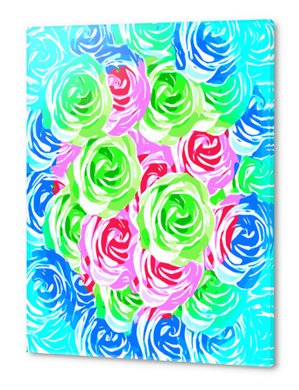 colorful rose pattern abstract in pink blue green Acrylic prints by Timmy333