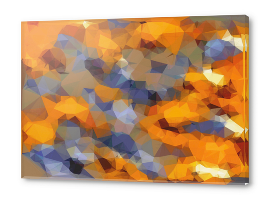 psychedelic geometric polygon abstract pattern in orange brown blue Acrylic prints by Timmy333