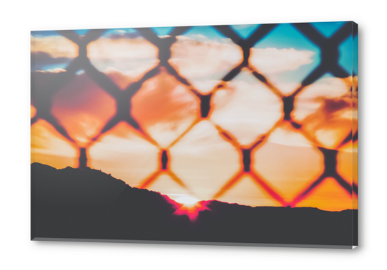 summer sunset with mountain view and cloudy sky Acrylic prints by Timmy333