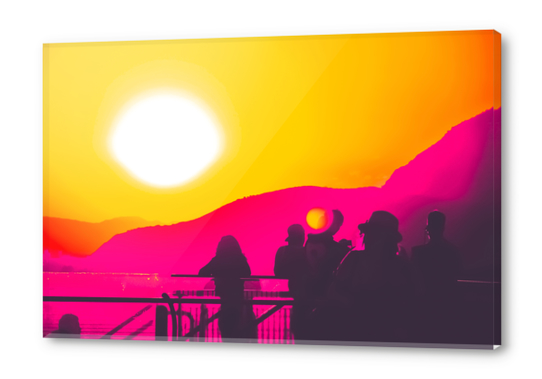 summer sunset light with mountain background Acrylic prints by Timmy333