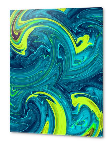 blue green and yellow curly painting texture abstract background Acrylic prints by Timmy333