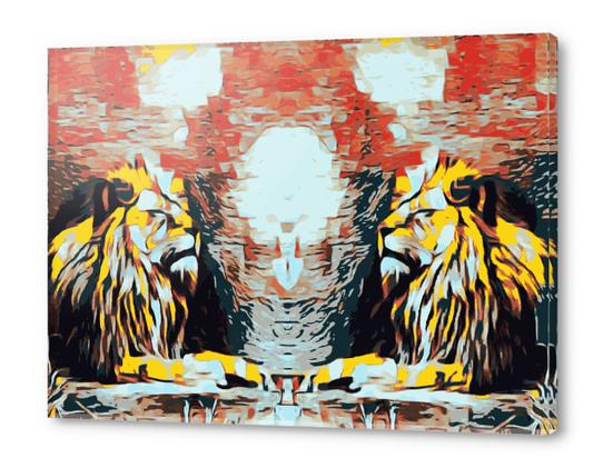 sleepy lions with red and black background Acrylic prints by Timmy333