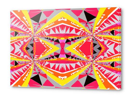 psychedelic geometric triangle polygon abstract pattern in red yellow pink black Acrylic prints by Timmy333