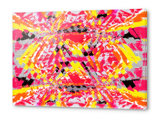 psychedelic geometric abstract pattern in red yellow black Acrylic prints by Timmy333