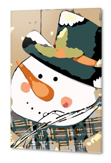 drawing snowman doll with hat and snow Acrylic prints by Timmy333