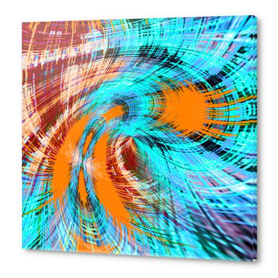 brown orange and blue curly line pattern abstract Acrylic prints by Timmy333