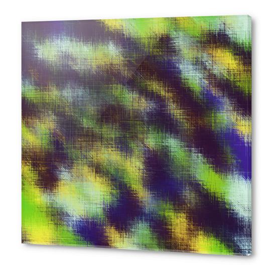 yellow green blue and brown plaid pattern background Acrylic prints by Timmy333