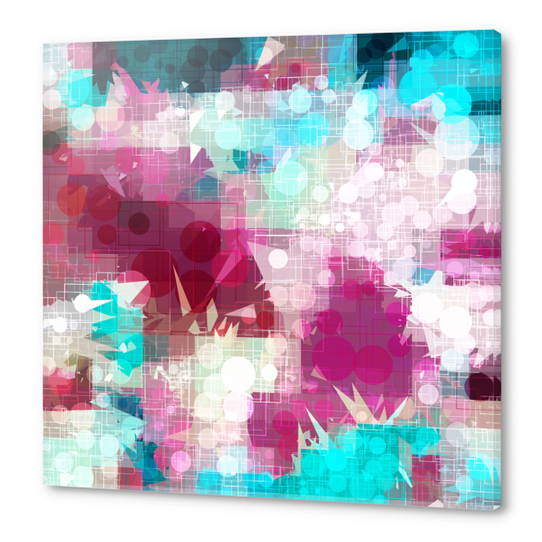 geometric circle and triangle pattern abstract in pink blue Acrylic prints by Timmy333