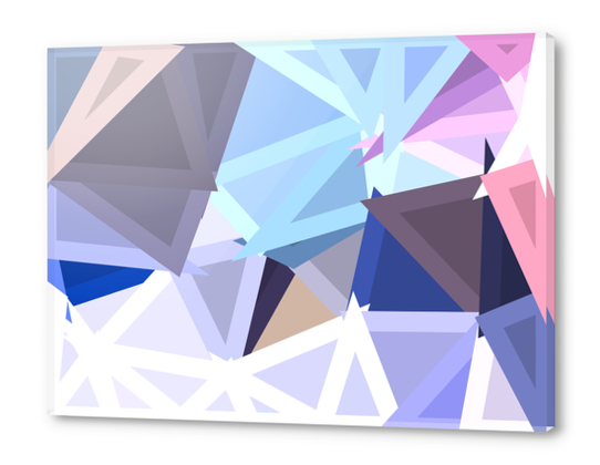 geometric triangle polygon shape abstract background in blue and pink Acrylic prints by Timmy333