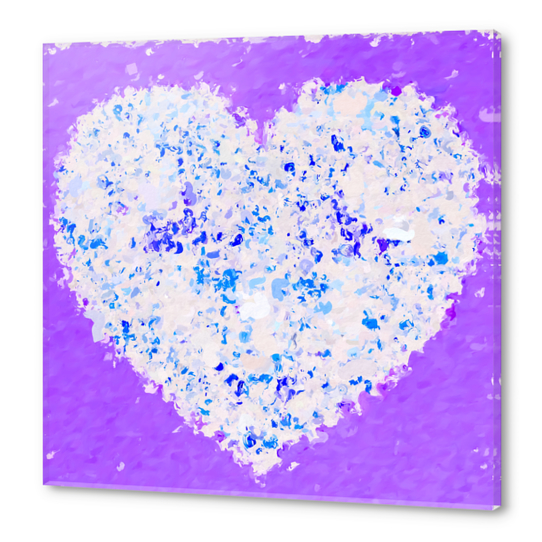 blue and white heart shape with purple background Acrylic prints by Timmy333