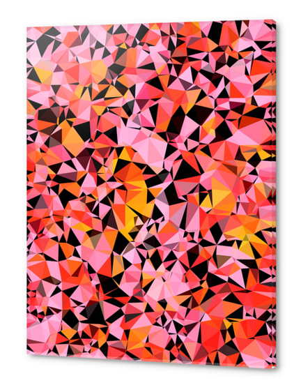 geometric triangle pattern abstract in pink yellow black Acrylic prints by Timmy333