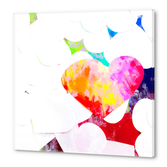 heart shape pattern with red pink blue yellow orange painting abstract background Acrylic prints by Timmy333