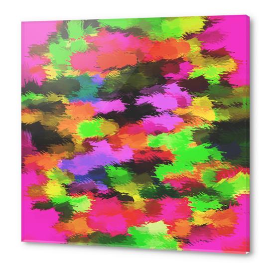 pink red yellow purple black orange and green painting texture abstract background Acrylic prints by Timmy333