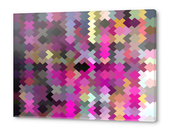 geometric square pixel pattern abstract in purple pink yellow Acrylic prints by Timmy333