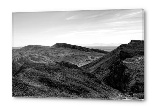 desert and mountain in black and white Acrylic prints by Timmy333