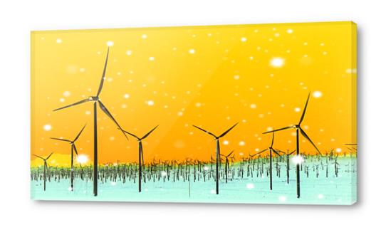 wind turbine at the desert with snow in winter Acrylic prints by Timmy333