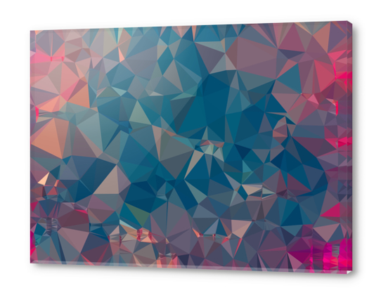 geometric triangle pattern abstract in blue and pink Acrylic prints by Timmy333