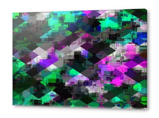 psychedelic square pixel pattern abstract background in green pink blue Acrylic prints by Timmy333