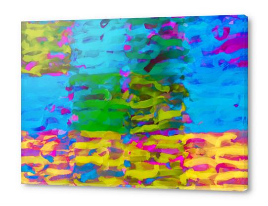 psychedelic graffiti painting abstract in blue yellow green pink Acrylic prints by Timmy333