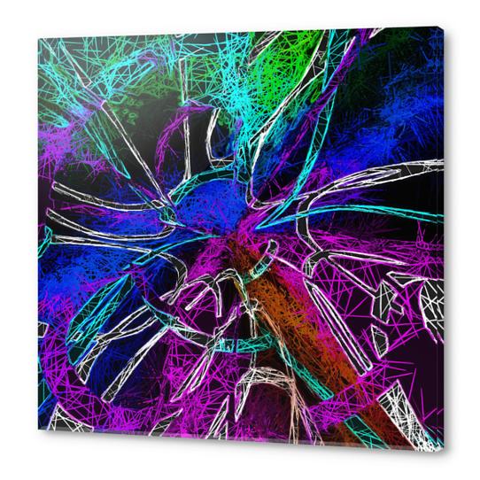 psychedelic geometric splash painting abstract in pink purple blue green brown and black Acrylic prints by Timmy333