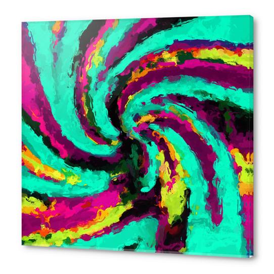 psychedelic graffiti watercolor painting abstract in green blue pink purple and yellow Acrylic prints by Timmy333