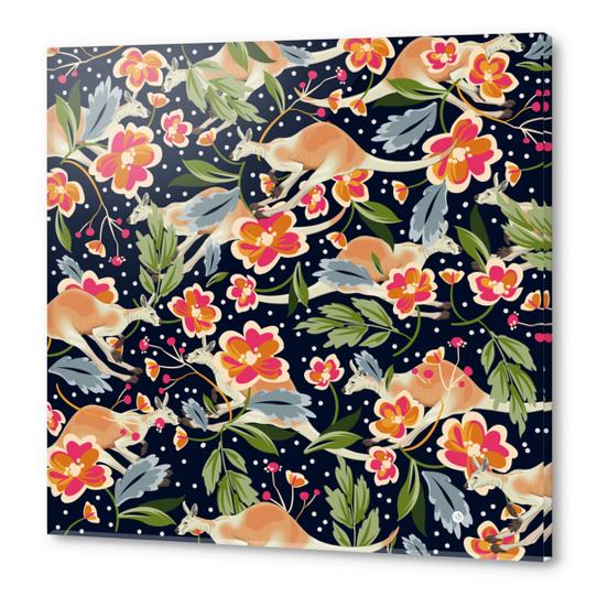 Pattern flowers and kangaroo Acrylic prints by mmartabc