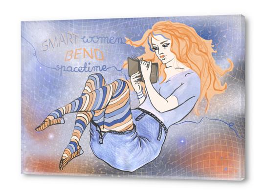 Smart women bend spacetime Acrylic prints by IlluScientia