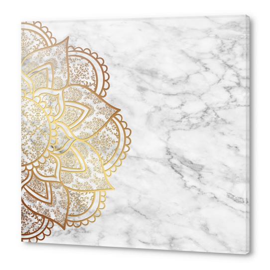 Mandala - Gold & Marble Acrylic prints by Alexandre Ibáñez