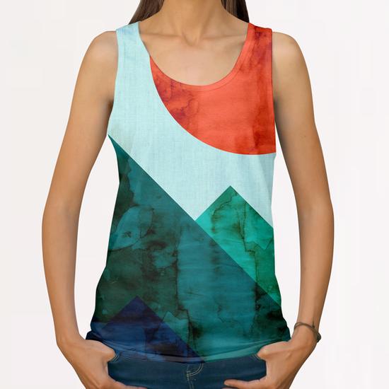 Watercolor landscape geometrica II All Over Print Tanks by Vitor Costa