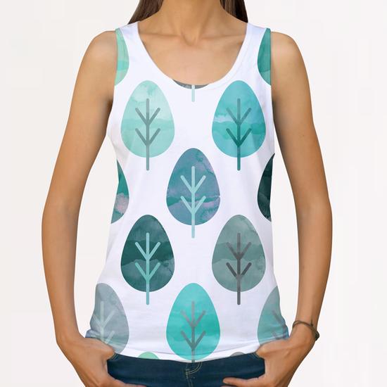 Watercolor Forest Pattern X 0.3 All Over Print Tanks by Amir Faysal