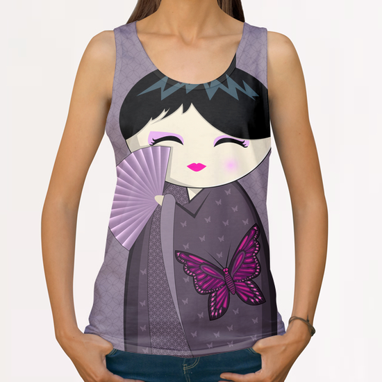 Purple kokeshi All Over Print Tanks by PIEL Design