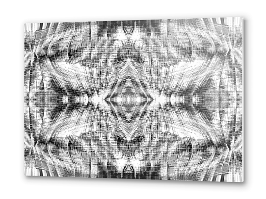 geometric symmetry pattern abstract background in black and white Metal prints by Timmy333